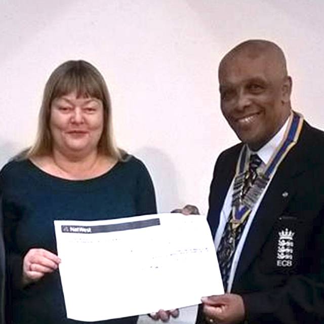 Kathy Thomas with Rochdale Rotary Club President John Holder