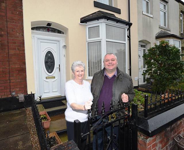 Resident Carol Fry with Cllr Neil Emmott, Cabinet Member for Housing and Environment at Rochdale Borough Council 