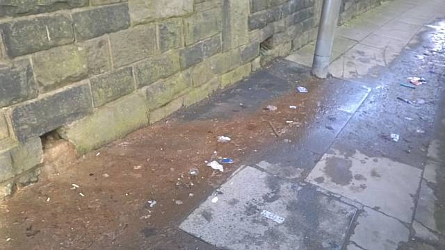 Lidl car park draining directly on to the pavement on Spotland Road