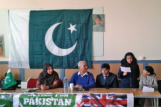 Iqra Imran, 11, speaking at the Pakistan Resolution Day