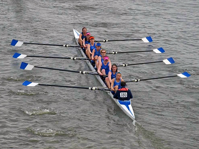 Hollingworth Lake Rowing Club team in Women’s Eights Head of River Race