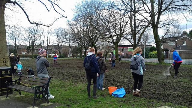 Wildflower seeds being planted at Hopwood Park