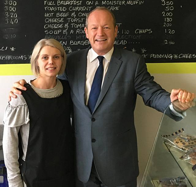 Stephanie Hillen and Simon Danczuk at Temptations Sandwich Bar