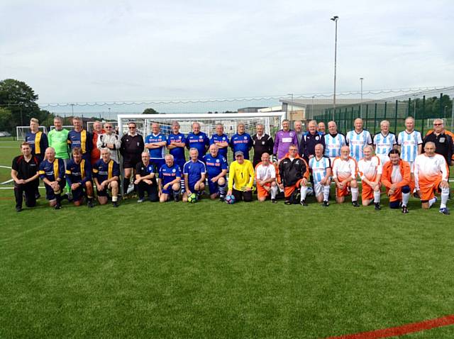 Walking football teams, Rochdale team is in dark blue