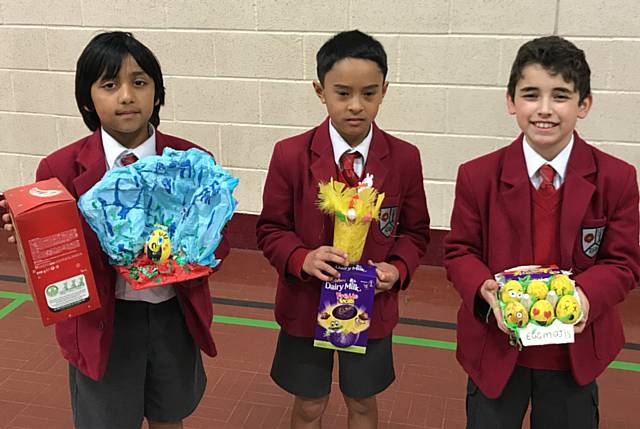 Paint an Egg’ completion winners: Rayan Hussain, Rico Bernales and Harry Hurst-Grover
