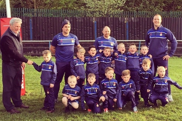 Mayfield Mustangs Rugby League under sevens with Ronnie Blair of Jones & Brooks Ltd