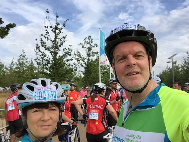 Jo Gregory and Mike Gregory at the Prudential Ride London in 2016