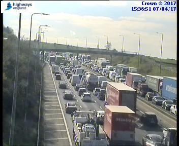 M62 J25 - J24, 3:00pm Friday 7 April