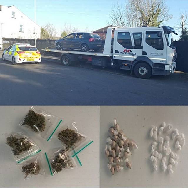 Milkstone and Deeplish officers seized a vehicle for road traffic offences and found class A drugs