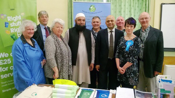 Conservative councillors and supporters with Rochdale Conservative candidate Councillor Jane Howard and Secretary of State Sajid Javed at Deeplish Community Centre