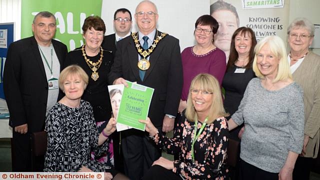 Rochdale, Oldham and District Samaritans, celebrate their golden anniversary with the Mayor and Mayoress of Rochdale,Ray and Elaine Dutton, Councillor Janet Emsley, Samaritans director Janet Murphy, Samaritans deputy director Jean Casey and other volunteers and guests