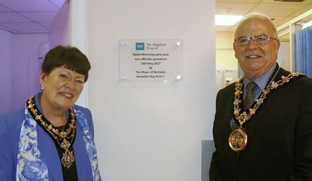 Mayoress Elaine Dutton and Mayor Ray Dutton open the new digital mammography suite at BMI The Highfield Hospital 