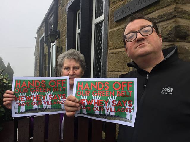 Andy Kelly supporting green belt campaigners in Newhey