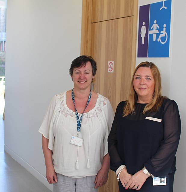 Carole Lindridge with Tracey Little (RMBC Adult Care Service) at the new facility