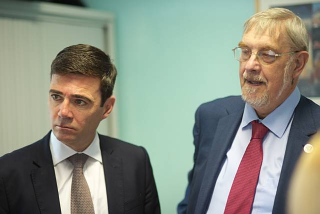 Mayor of Greater Manchester Andy Burnham with Lord Peter Smith 