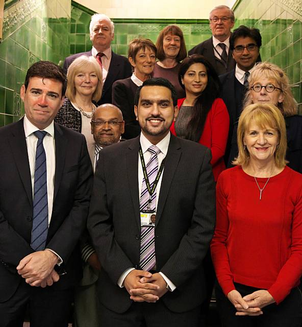 Mayor of Greater Manchester, Andy Burnham, Police and Crime Panel Chairman, Councillor Tamoor Tariq and Deputy Mayor for Policing and Crime, Beverley Hughes