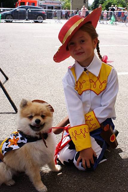 Zara Leech and her dog called Ted win the Fancy Dress dressed as Woody and Jessie from Toy Story