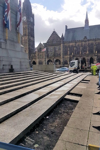 The Cenotaph has received new flags as part of Balfour Beatty's community project