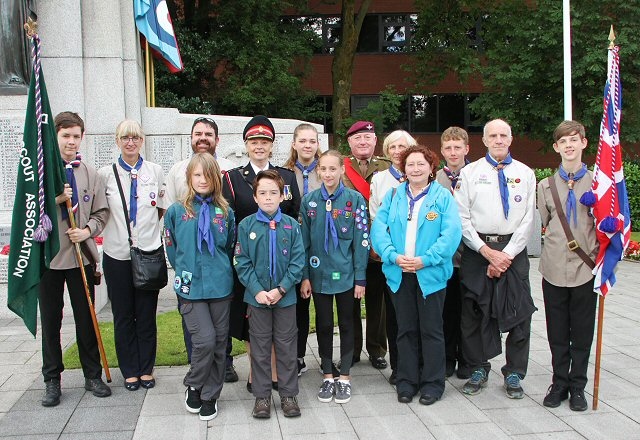 1st Heywood St. John's Hopwood Scout Group at Heywood Remembrance Service for the Battle of Passchendaele