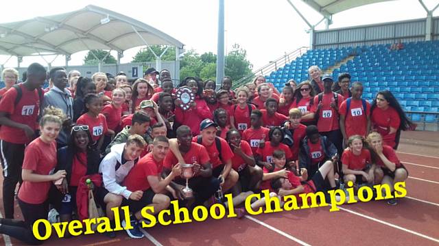 Pupils from St Cuthbert's who participated in the Rochdale Athletics Competition at Sports City in Manchester 