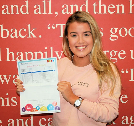 Libby Williamson with her results at Hollingworth Academy