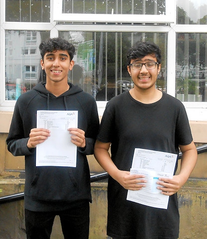 Dawud Tahir and Owais Shakir celebrate their GCSE results at Beech House School 