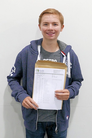 Harry Tait at Wardle Academy celebrating his results