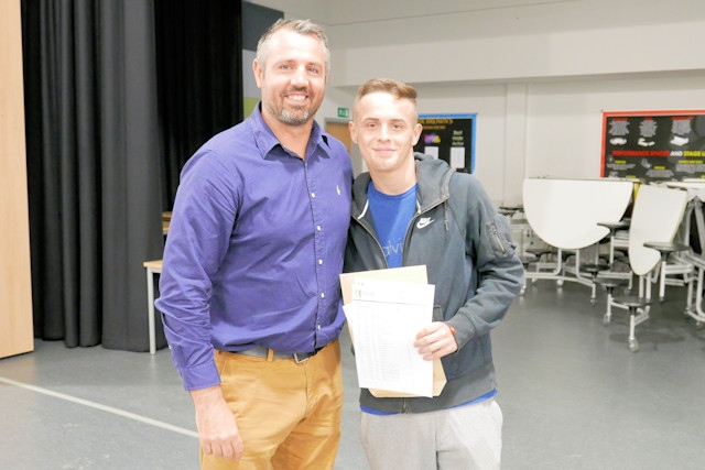 Deputy Headteacher, Mr Skurr with student Joe Logan