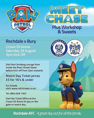 Rochdale AFC v Bury 3.00pm, Saturday 26 August, Crown Oil Arena