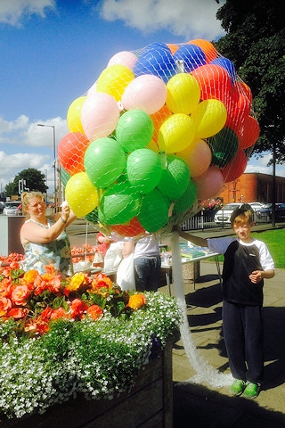 The balloons prior to their release