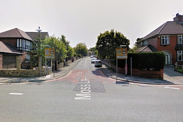 Moss Lane, seen from Manchester Road