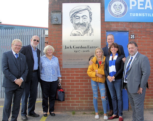 Jack Farrar's family at the turnstile they have sponsored at the Crown Oil Arena