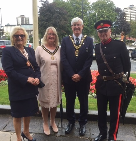 Mayor, Councillor Ian Duckworth, the Mayoress, Mrs Christine Duckworth and the two Deputy Lieutenants based in Rochdale, Mrs Vivien Carter and Mr Ian Sandiford