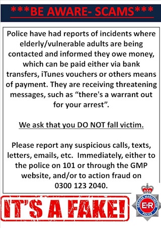 Police are warning residents of Rochdale to be aware of telephone scams.