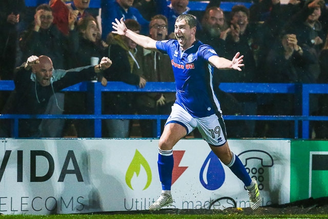 Rochdale v Doncaster Rovers<br /> Steven Davies celebrates scoring Rochdale's winning goal