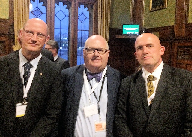 Andrew Bridson, Headteacher at Cardinal Langley, Sir Eric Pickles, Chairman of the Review and Mark Moorhouse, Headteacher at Matthew Moss