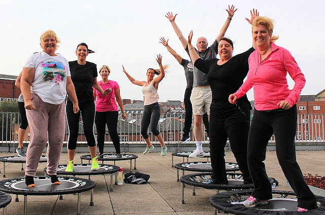 Staff taking part in 'Boogie Bounce'