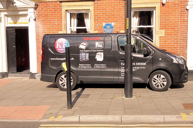 Van  issued with a parking ticket when delivering a fridge to The Wellington