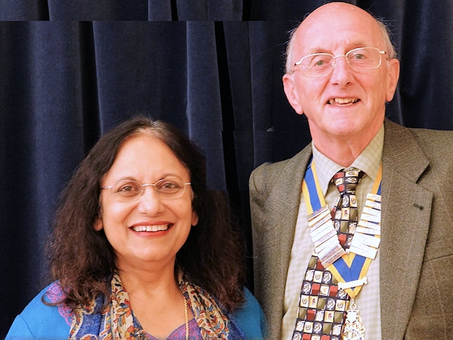 Rochdale Rotary Club President Keith Banks with Assistant District Governer Swati Mukherjee