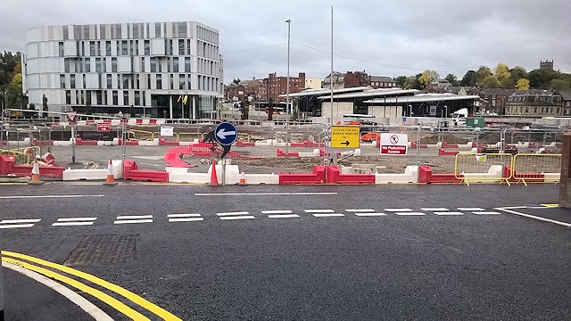 View from Penn Street across to One Riverside and the bus and tram stations 12 October 2018