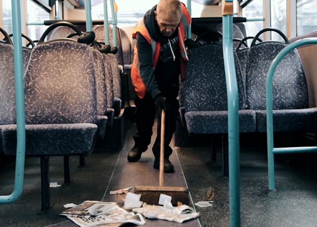 Removing bus litter