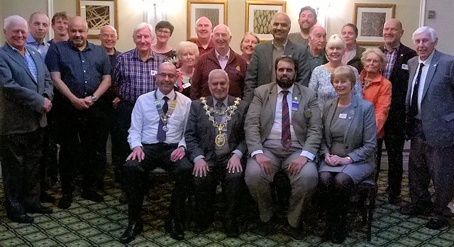 Mayor Mohammed Zaman; Mumtaz Choudry, President of the Rotary Club of Sahiwal and Shamsad Ali at Middleton Rotary Club