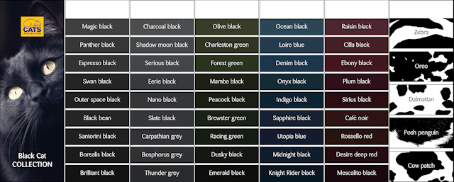 Black cat swatch chart