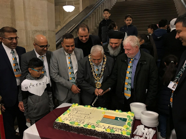 A cake cutting took place in Rochdale Town Hall after the flag raising