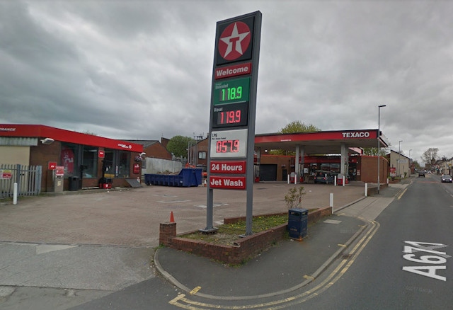 Texaco Petrol Station on Whitworth Road in April 2017