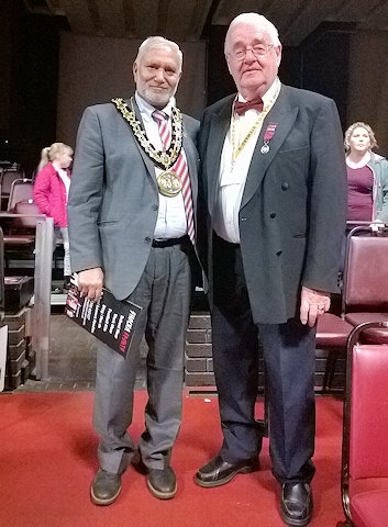 Mayor Mohammed Zaman with Keith Greenwood, Heywood Amateur Operatic and Dramatic Society