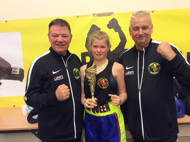 Allana Shaw with coaches Steven Connellan and Alan Bacon