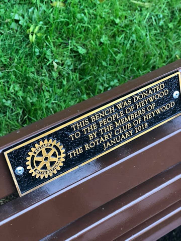 The plaque on the new benches