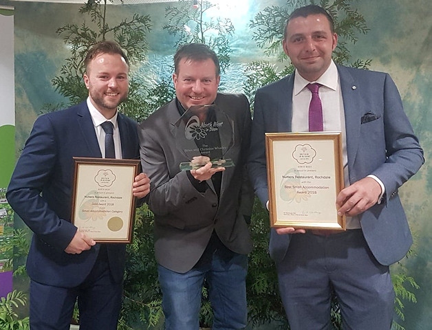 Andrew Nutter (centre) with Paul Ellison and Matt Chadwick, of sponsor Marshalls