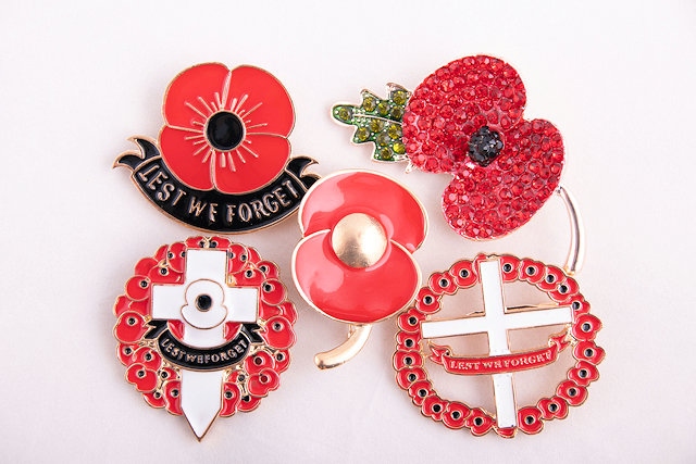 Examples of fake poppy merchandise seized in 2017